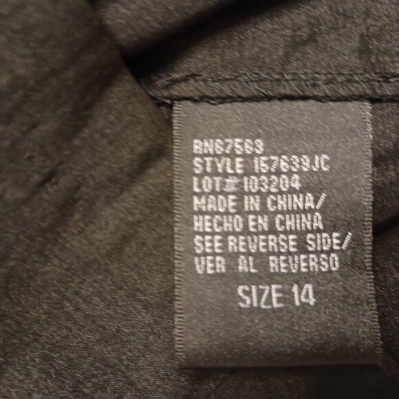 S.L. Fashions Black Dress with Rosette Adorned V-Neck and Back Women's Size 14 - Picture 12 of 16